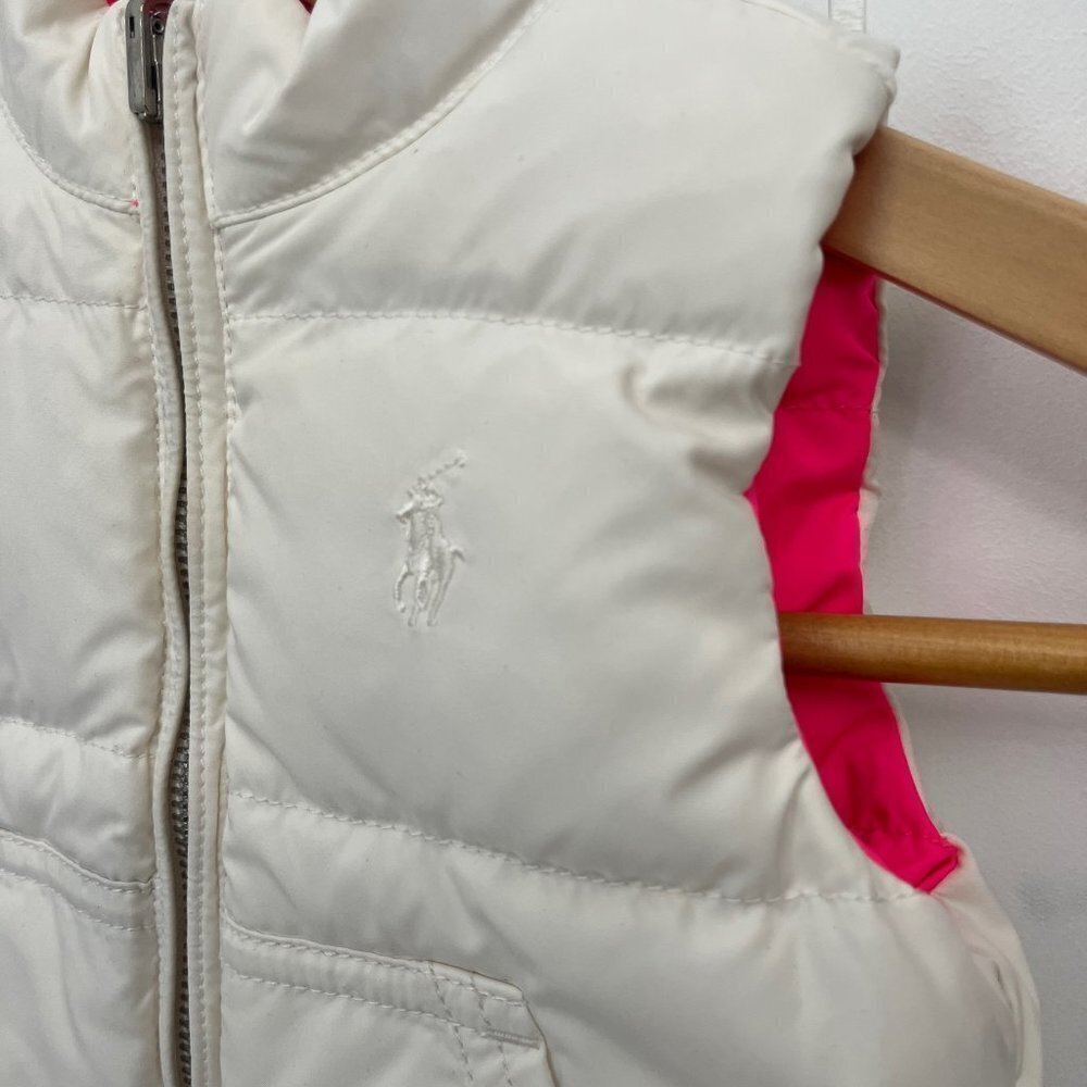 𝅺ralph Lauren Down Filled Vest - Reversible Whit/Pink size 9 months